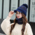 Hat Female Winter Duck Tongue Woolen Cap Versatile Fashion Trendy Cute Fur Ball Warm Ear Protection Knitted Hat Scarf Cotton-Padded Cap