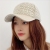 Hat Female Autumn and Winter Peaked Cap Face-Looking Small Face-Covering Fashion All-Match Fleece-Lined New Wooden Plaid PU Leather Baseball Cap