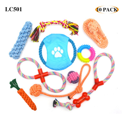 Amazon Pet Toy Pet Dog Cotton Rope Toys Molar Teeth Cleaning Colorful Dog Chewing Rope Combination Set