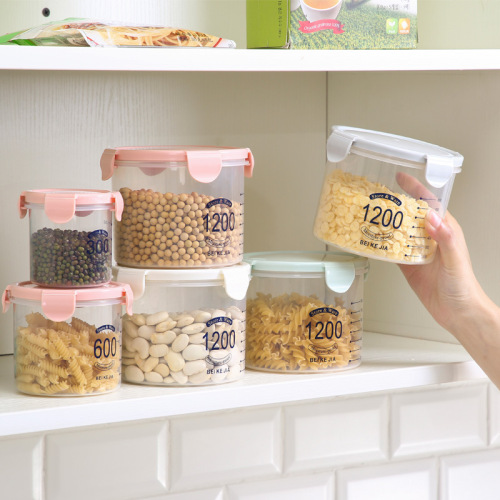 plastic sealed jar with scale transparent food jar kitchen grains storage box snack storage jar