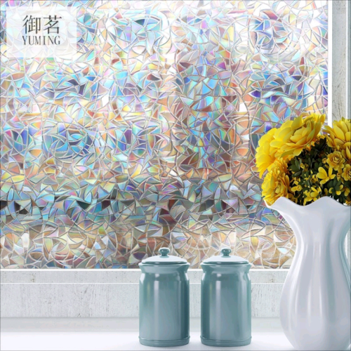 D Glue-Free Static Glass Film Frosted Window Sticker Colorful Stereo 