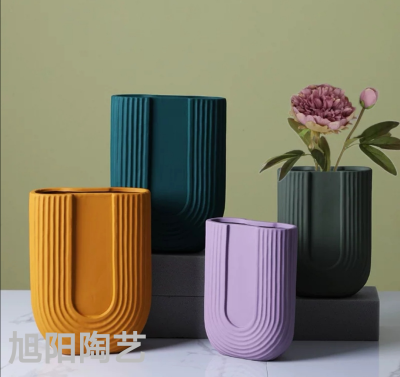 Nordic Creative Morandi Ceramic Vase Home Art Decorative Flowerpot Dried Flower Arrangement Decoration