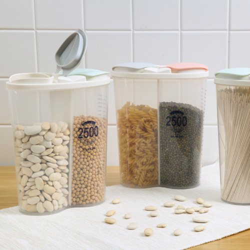 creative storage jar transparent plastic compartment sealed jar food jar kitchen moisture-proof grain storage jar