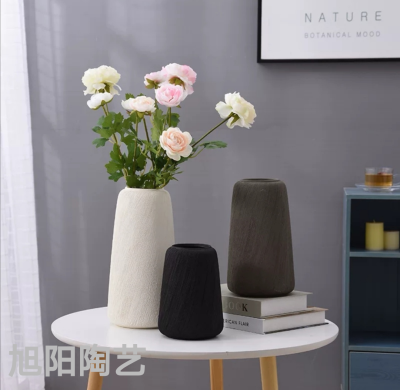 Creative Simple Handmade Brushed White Ceramic Vase Decoration Nordic Flower Arrangement in Living Room and Dining Table Vase Decoration