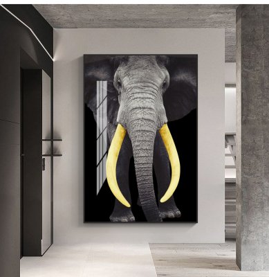 Luxury Light Luxury Elephant Corridor Crystal Crystal Porcelain Material Wall Painting Home Room Wall Decoration Art Painting