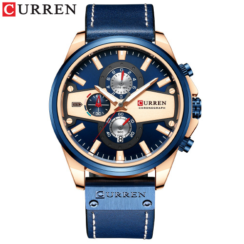 Curren 8394 Men‘s Watch Quartz Leather-Belt Watch Six-Pin Sports Watch Calendar Men‘s Watch