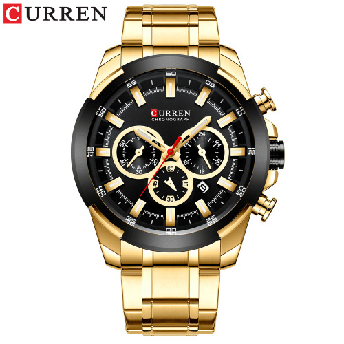 Curren 8361 Men‘s Watch Waterproof Quartz Steel Belt Watch Multi-Function Calendar Business Men‘s Watch