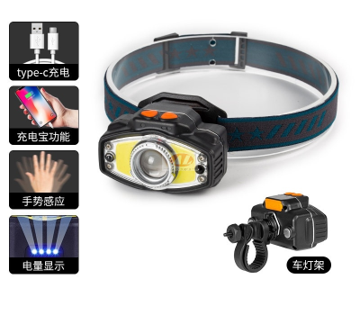 Cross-Border New Arrival Led Glaring Headlamp Mini Multi-Function Night Fish Luring Lamp Wave Smart Induction Lamp Head-Mounted Flashlight