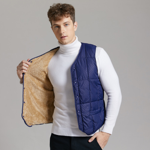 shan xuan winter men‘s cashmere cotton vest warm liner velvet vest pointed suit vest 8922