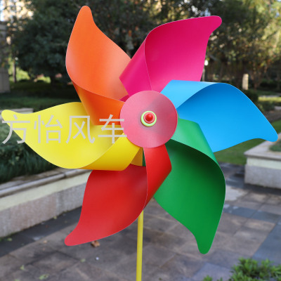40cm Colorful Windmill Hexagonal DIY Hand Pastoral Festival Gift Scenic Park Kindergarten School Advertising Decoration