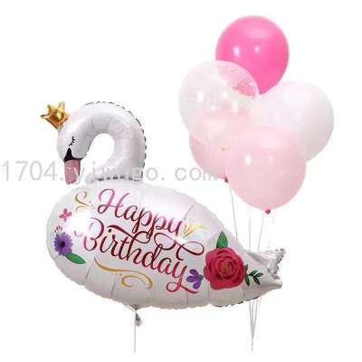 New Birthday White Swan Aluminum Balloon Birthday Party Decoration Layout