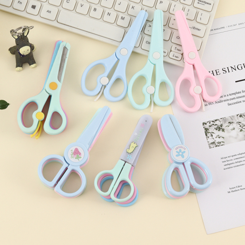 lidemei scissors for students plastic macaron color safety art stationery handmade office stainless steel children‘s scissors