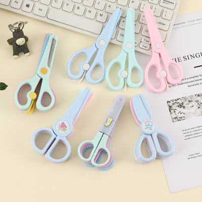 lDM Student Scissors Plastic Macaron Color Safety Art Scissors Handmade Stainless Steel Children's Scissors Stationery for Kids