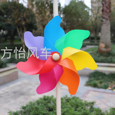 42 + 24cm up and down Wheels Colorful Wooden Pole Windmill Outdoor Garden Decoration Children's Toys Big Windmill Factory Wholesale
