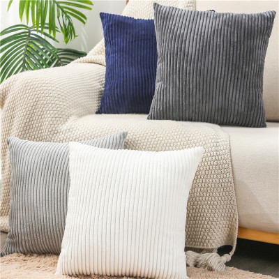 Cross-Border Plain Simple Corn Strips Cushion Cover Solid Color Plush Pillow Multi-Color Corduroy Sofa Pillow Cases