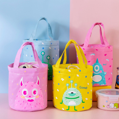 Korean Cartoon Cylinder Drawstring Insulated Bag Portable Large Capacity Bento Lunch Box Bag Stall Wholesale