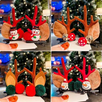 Cross-Border Hot Sale Popular Simulation Christmas Hairpins/Hairbands Japanese and Korean Mink Hair Photo Taking Flocking Coral Clip