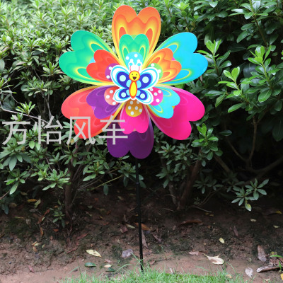 Butterfly Dance Double-Layer Colorful Windmill Outdoor Manor Scenic Spot Farm Outdoor Plug-in Decorations Arrangement Children's Park Hot Sale