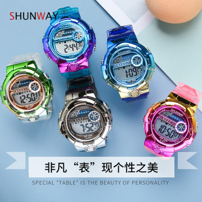 New Colorful Electronic Watch Children Chameleon Sports Watch Waterproof Luminous Multifunctional Watch Jewelry Gift