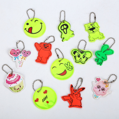 Reflective Pendant Smiley Face Expression Animal Schoolbag Pendant Traffic Safety Reflective Keychain Reflective Sticker Reflective Material