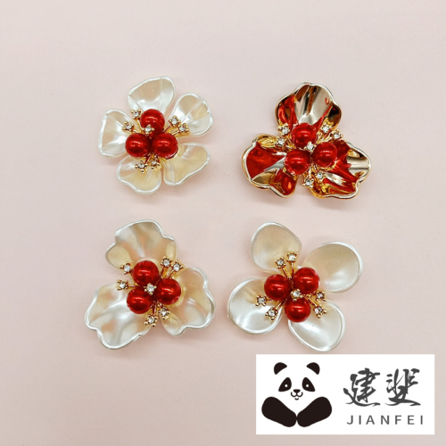 DIY Three Pearl Hair Accessories Red Flower Heart Semi-Finished Parts DIY Bridal Bouquet Accessories Spot Wholesale