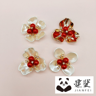 DIY Three Pearl Hair Accessories Red Flower Heart Semi-Finished Parts DIY Bridal Bouquet Accessories in Stock Wholesale