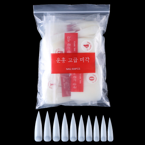 500 pieces salon tip nail manicure french half paste full nail patch false nail natural white transparent