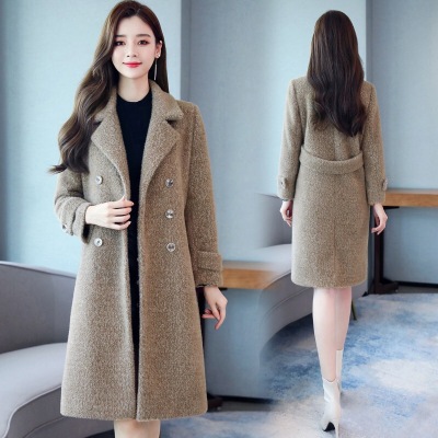 Woolen Overcoat Women's Mid-Length 2020 Autumn and Winter New Mink-like Wool Thickened Slim Fit Woolen Coat