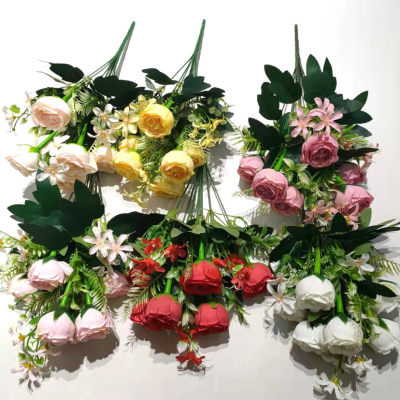 Big Tea Bud Artificial Flower Wedding Flower Arrangement Fake Flower for Wedding Multi-Fork Tea Bag Hotel Living Room Flower Wholesale