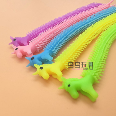 Hot-Selling New Products Unicorn Lala Pony Bracelet Stress Relief Rope Soft Rubber Lamian Noodles Rope Useful Tool for Pressure Reduction