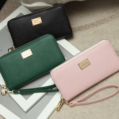 2021 New Ladies' Purse Single Pull Bag Korean Style Student Cross Pattern Wallet Large-Capacity Handbag Wallet