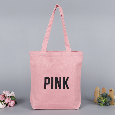 Pink Creative Portable Advertising Canvas Bag Custom Gift Shopping Bag Cotton Bag Portable Canvas Bag Custom Logo