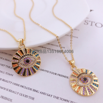 New Arrival Original Turkish Devil's Eye Necklace Spot Drill round Blue Eyes Pendant Necklace jewelry Ornament 