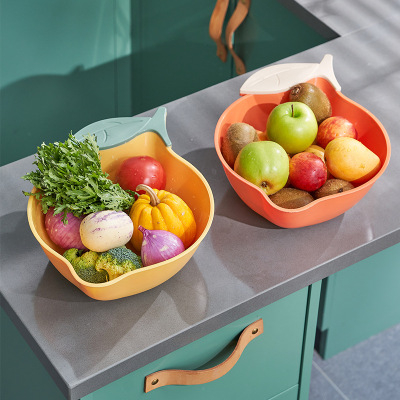 Household Draining Basin Kitchen Fruit and Vegetable Storage Basket Portable Plastic Drain Basket