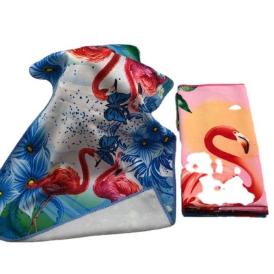 Foreign Trade Tea Towel Printing Kitchen Scarf Microfiber Heat Transfer Printing Rag Flamingo Can Print Designated Logo