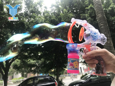 Summer New J02605 Summer Bubble Toy Transparent Big Bubble Double Light Double Flash Bubble Gun Music 1 Bottle Big Water