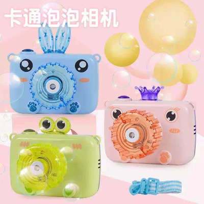 Popular Cartoon Red Electric Bubble Camera Light Music Bubble Blowing Toy Factory Wholesale