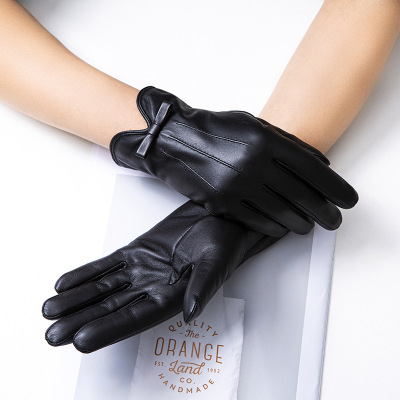Paikang Leather Gloves Winter Women's Warm Gloves Wholesale Outdoor Sheepskin Gloves plus Velvet Thickened Gloves Manufacturer