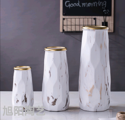 Marble Vase Geometric Modern Ceramic Vase Nordic Home Ornaments Vase Vase Hotel Soft Furnishings