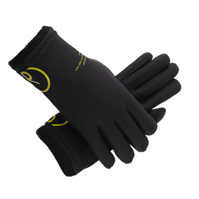 Thermal Gloves Men's Winter Print Touch Screen Fleece Lined Padded Warm Keeping Screw Mouth Waterproof Windproof Cold-Resistant Electrombile Gloves