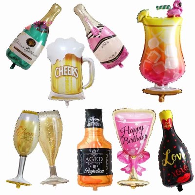 Birthday Balloon Party Hotel Bar Valentine's Day Wedding Decoration Champagne Bottle Wine Glass Balloon Birthday Arrangement