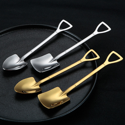 Creative Stainless Steel 410 Shovel Spoon Household Watermelon Square Shovel Ice Cream Vintage Gold Plated Dessert Spoon Factory Wholesale