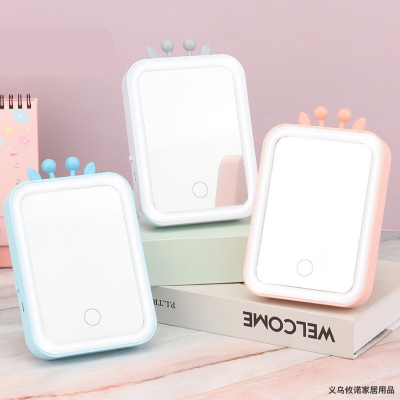 Xinnuo New Makeup Mirror Cartoon LED Light Makeup Mirror Three-Gear Touch Makeup Mirror