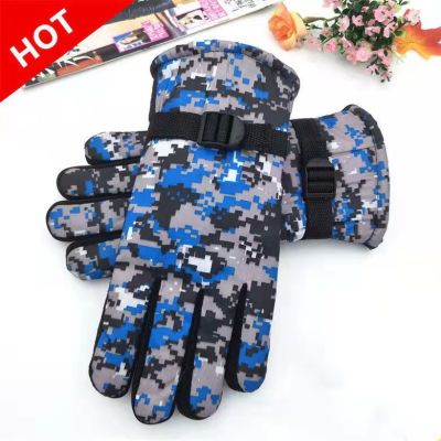 Ski Gloves Men's Winter Fleece-Lined Thickened Cotton Warm Student Windproof Riding Motorcycle Winter Waterproof Cold-Proof