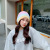 Hat Women's Autumn and Winter Korean Style Internet Celebrity Fleece-Lined Thickened Spray Wool Gradient Hat Scarf Dual-Purpose Knitted Warm Hat