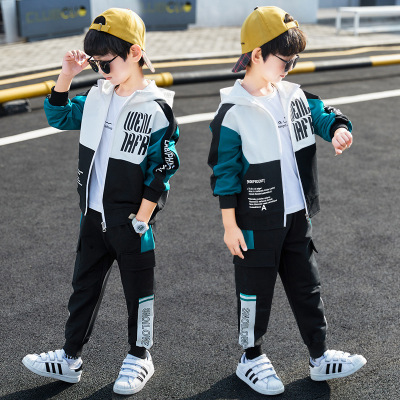 Boys Autumn Clothing Western Style Suit Children's 2021 New Spring and Autumn Sports Two-Piece Suit Korean Style Handsome