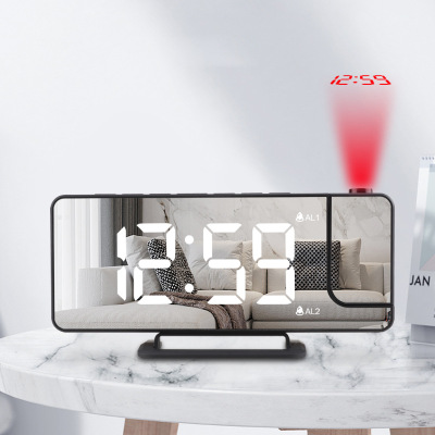 2021new Radio Projection Clock Large Screen LED Display Electronic Clock Creative Mirror Alarm Clock Desk Clock