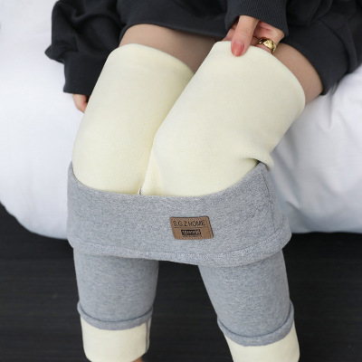 Velvet Padded Leggings Women's Outer Wear Slimming High Waist Extra Thick All-in-One Warm Keeping Lambswool Gray Pure Cotton Autumn and Winter Cotton-Padded Pants