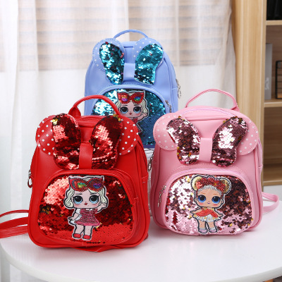 2020 New Cute Backpack for Children Ins Cartoon Girl Sequin Backpack Korean All-Match Student Bag