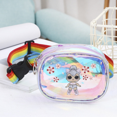 2021 New TPU Children's Wedding Doll Waist Bag Laser Messenger Bag Cartoon Sports Chest Bag Shoulder Bag Coin Purse